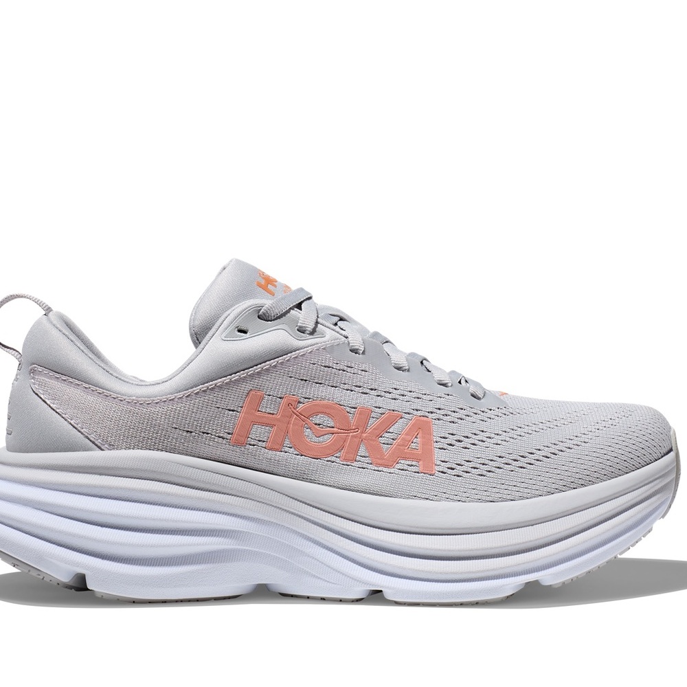 Hoka Gray and Pink Athletic Shoes